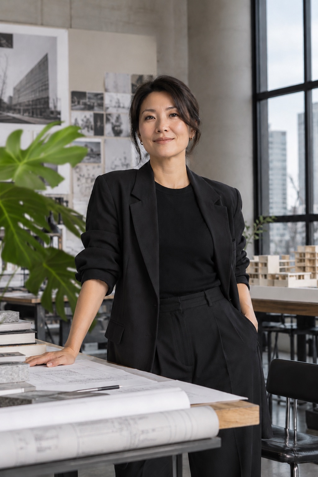 Sarah Kim in her architecture studio