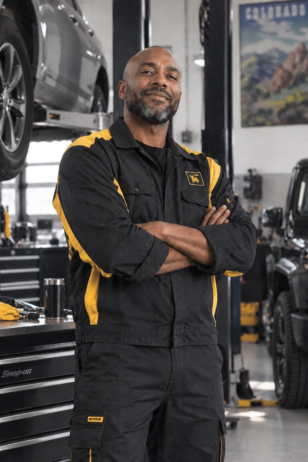 Marcus Johnson in his auto repair shop