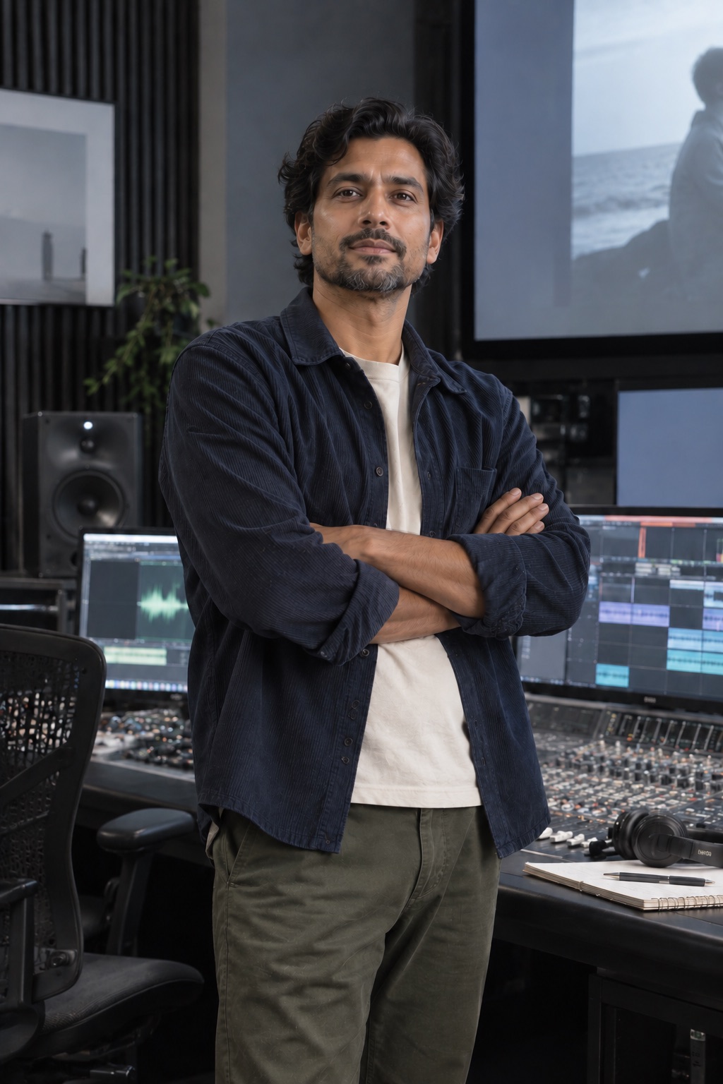 David Patel in his sound studio